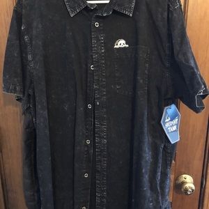 Sketchy tank acid wash button up shirt